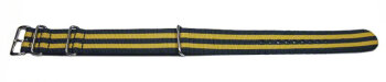 Watch strap - Nato - Nylon - Waterproof - dark blue / yellow 22mm
