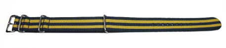 Watch strap - Nato - Nylon - Waterproof - dark blue / yellow 24mm