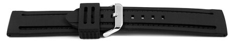 Watch strap - Silicone - Waterproof - black with black stitch 22mm