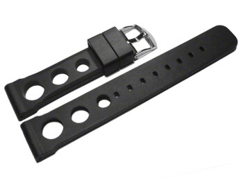 Watch strap - extra strong - Silicone - three holes - black 24mm