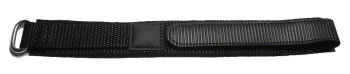 Black 20mm hook and loop fastener Watch Strap