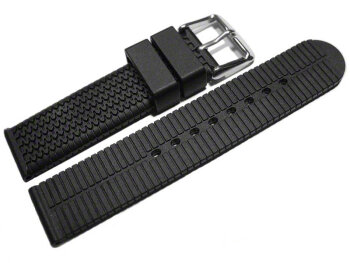 Watch strap - Silicone - Tire profile - black 22mm Steel