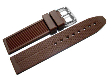 Watch strap - Silicone - Stripes - Waterproof - brown 22mm Steel