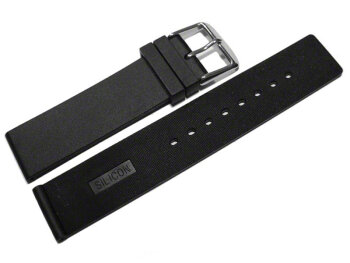 Watch strap - Silicone - smooth - black - 12,14,16,18,20,22,24 mm 22mm Steel
