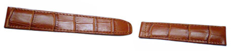 Calfskin watch band - for deployment buckles - light brown 18mm