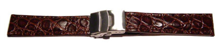 Deployment clasp - Genuine leather - African - dark brown 22mm Steel