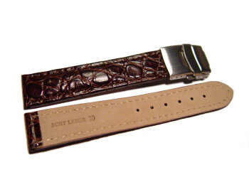 Deployment clasp - Genuine leather - African - dark brown 22mm Steel