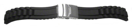 Deployment clasp - Silicone - Design - Waterproof - black 24mm
