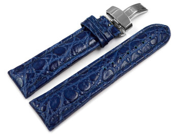 Watch strap - Genuine leather - African - blue 18mm Steel