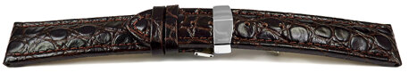 Watch strap - Genuine leather - African - dark brown 20mm Steel