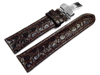 Watch strap - Genuine leather - African - dark brown 20mm Steel