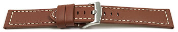Watch strap - Genuine saddle leather - red-brown white stitching 20mm