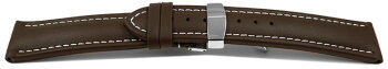 Deployment II - Genuine leather - smooth - dark brown - XXL 22mm Steel