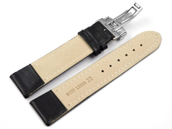 Deployment II - Watch strap - for fixed pins - smooth - black 22mm Gold