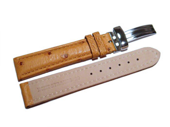 Watch strap - Genuine ostrich leather - padded - nature 24mm Steel