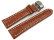 Butterfly - Watch strap - Genuine leather - croco print - light brown 20mm Steel
