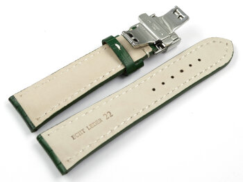 Butterfly - Genuine leather - strong padded - Croco - green 18mm Steel