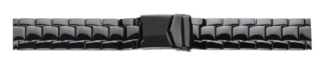 Solid Stainless Steel watch band - Deployment - polished - black 20mm