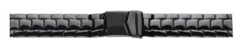 Solid Stainless Steel watch band - Deployment - polished - black 24mm