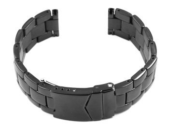 Solid Stainless Steel watch band - Deployment - polished - black 24mm