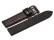 Watch strap - Genuine leather - black carbon optic - red stitching