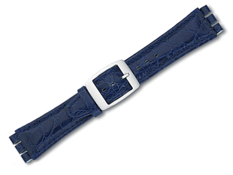Watch band Leather for Swatch 19/20mm blue