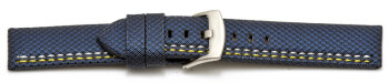 Watch band - HighTech - textile look - blue - yellow and white stitching