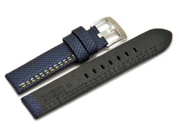Watch band - HighTech - textile look - blue - yellow and white stitching