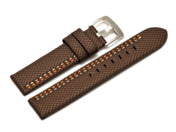 Watch band - HighTech - textile look - brown - orange and white stitching