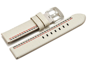 Watch band - HighTech - textile look - white - red and black stitching