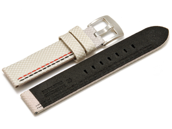 Watch band - HighTech - textile look - white - red and black stitching