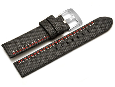 Watch band - HighTech - textile look - grey - red and...