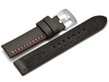 Watch band - HighTech - textile look - grey - red and white stitching