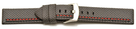 Watch band - HighTech - textile look - grey - red and black stitching