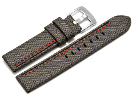 Watch band - HighTech - textile look - grey - red and...