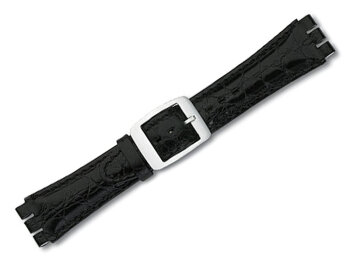 Watch band - Leather - for Swatch - 19/20mm - black