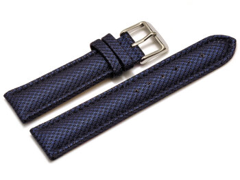 Watch band - padded - HighTech material - textile look - blue 18mm Steel