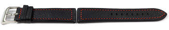 Lotus Watch Strap 15688/4, 15688 Black Leather with Red...