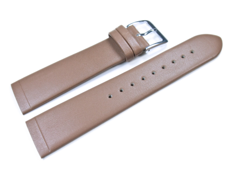 Screw Type Light Brown Leather Watch Strap