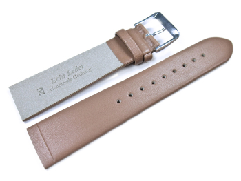 Screw Type Light Brown Leather Watch Strap