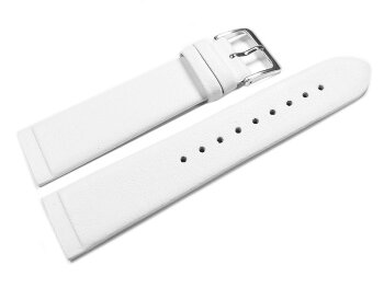 White Leather Watch Strap 12 mm Stainless Steel Buckle - Screw Type Watchband
