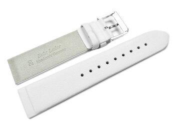 White Leather Watch Strap 12 mm Stainless Steel Buckle - Screw Type Watchband
