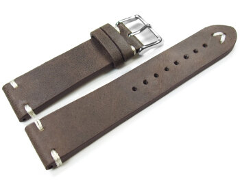 Watch strap - Genuine leather - Soft Vintage - dark brown 18mm Steel