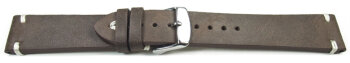 Watch strap - Genuine leather - Soft Vintage - dark brown 20mm Steel