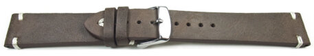 Watch strap - Genuine leather - Soft Vintage - dark brown 22mm Steel