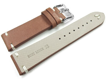 Watch strap - Genuine leather - Soft Vintage - brown 24mm Steel
