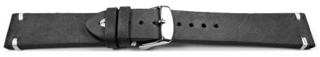 Watch strap - Genuine leather - Soft Vintage - black 22mm Steel