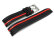 Black Rubber Lotus Watch Strap for 15881/3, 15881/5, 15881/6, 15881 - red stripe