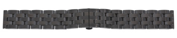 Black metal watch band - Butterfly - Solid - polished and brushed