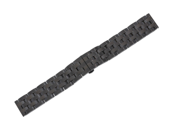 Black metal watch band - Butterfly - Solid - polished and brushed